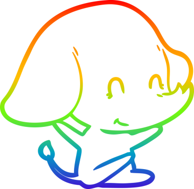 Gökkuşağı gradyan çizgisi bir insan tarafından çizilmiş şirin bir fil çizimi