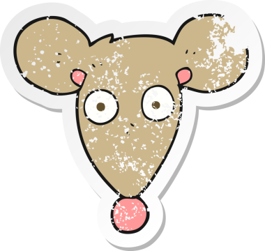 Bir insan tarafından çizilmiş karikatür bir farenin gerilimli çıkartması