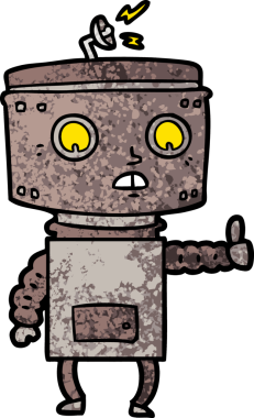 Bir insan tarafından çizilmiş çizgi film robotu