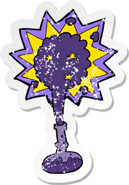 Bir insan tarafından çizilmiş bir karikatür iksirinin gerilimli yapıştırması.