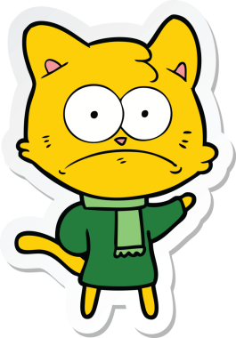 Bir insan tarafından çizilmiş karikatür asabi kedinin çıkartması.