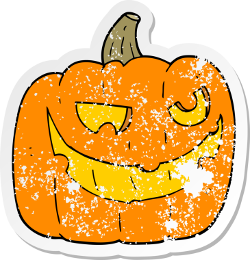 Bir insan tarafından çizilmiş bir cadılar bayramı balkabağının gerilimli yapıştırması.