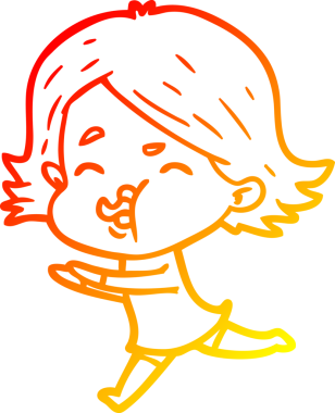 Bir insan tarafından çizilmiş bir çizgi film kızının sıcak çizgi çizimi.