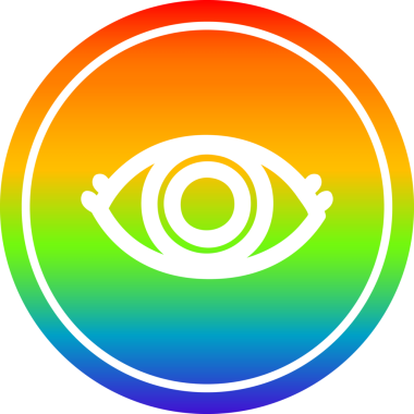 bir insan tarafından çizilmiş gökkuşağı gradyan göz dairesel simgesi