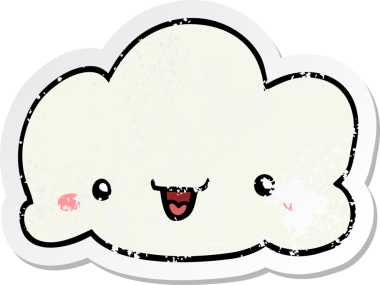 Bir insan tarafından çizilmiş karikatür bulutunun sıkıntılı çıkartması.