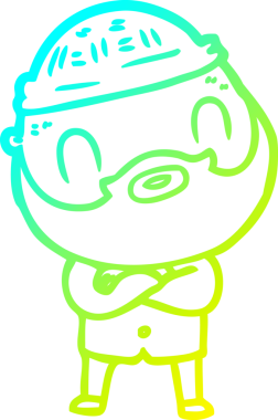 Bir insan tarafından çizilmiş sakallı bir karikatür çizimi.