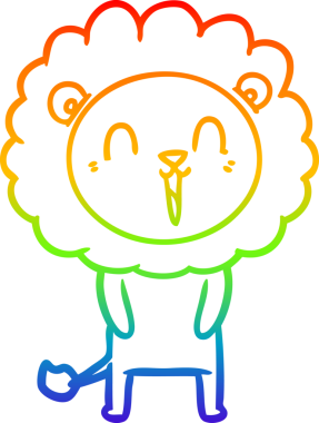 Bir insan tarafından çizilmiş gülen aslan çizgi çizimi.