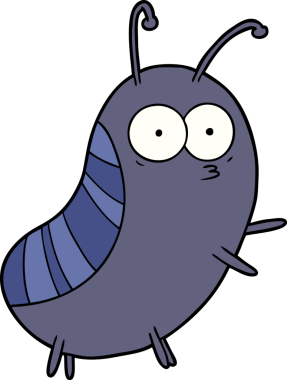 Bir insan tarafından çizilmiş komik karikatür böceği.