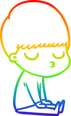 Gökkuşağı gradyan çizgi çizimi bir insan tarafından çizilmiş sakin bir çocuk