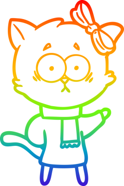 gökkuşağı gradyanı çizimi bir insan tarafından çizilmiş çizgi film kedisi