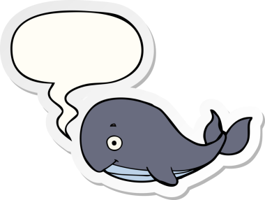 Bir insan tarafından çizilmiş konuşma balonu etiketli bir balina.