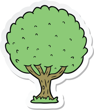 Bir insan tarafından çizilmiş karikatür ağacının çıkartması.