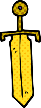 Bir insan tarafından çizilmiş bronz bir kılıç.