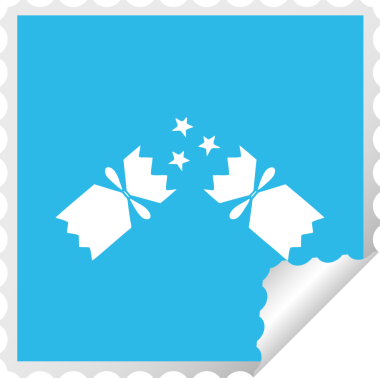 Bir insan tarafından çizilmiş bir noel krakerinin kare soyma etiketi.