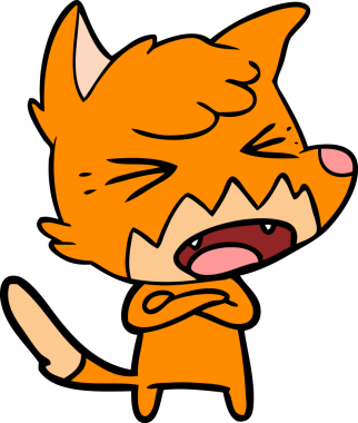 Bir insan tarafından çizilmiş kızgın çizgi film tilkisi.