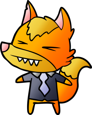 Ofis çalışanı Fox çizgi film karakteri bir insan tarafından çizilmiş.