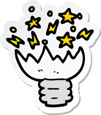 Bir insan tarafından çizilmiş, patlayan bir ampulün çıkartması.