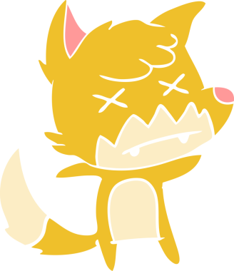 Bir insan tarafından çizilmiş düz renk çizgi film ölü tilki