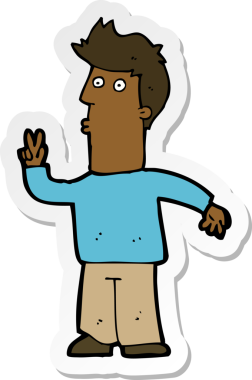 Bir insan tarafından çizilmiş bir karikatürcünün çıkartması.