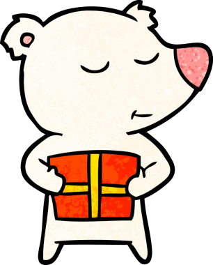 Bir insan tarafından çizilmiş mutlu kutup ayısı çizgi filmi.