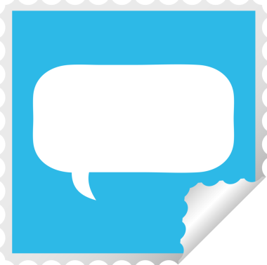 Bir insan tarafından çizilmiş bir konuşma balonunun kare soyma etiketi karikatürü