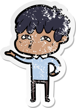 Bir insan tarafından çizilmiş garip bir adamın sıkıntılı çıkartması.