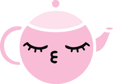 Bir insan tarafından çizilmiş bir çaydanlığın düz renkli retro karikatürü