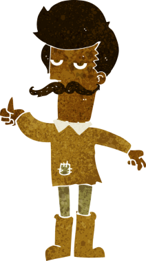 Bir insan tarafından çizilmiş zavallı elbiseli yaşlı bir adam çizgi filmi.