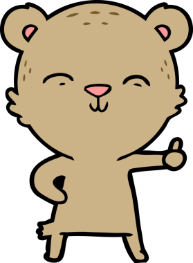 Bir insan tarafından çizilmiş mutlu çizgi film ayısı.