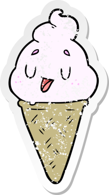 Bir insan tarafından çizilmiş tatlı bir karikatür dondurmasının sıkıntılı çıkartması.