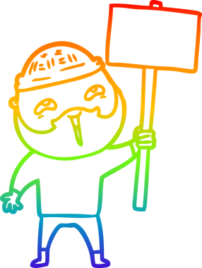 Bir insan tarafından çizilmiş mutlu sakallı bir adamın çizgi çizimi.