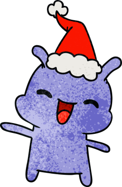 Bir insan tarafından çizilmiş Kawai uzaylısının el yapımı karikatürü.