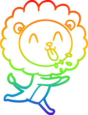 gökkuşağı gradyanı çizimi bir insan tarafından çizilmiş mutlu bir karikatür aslanı