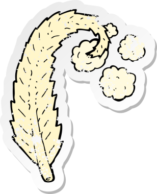 Bir insan tarafından çizilmiş karikatür tüyünün gerilmiş yapıştırması.