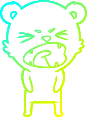 Bir insan tarafından çizilen kızgın çizgi film ayısının soğuk gradyan çizgisi.