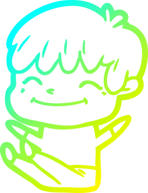 Bir çizgi film karakteri çizen soğuk çizgi bir insan tarafından çizilmiş mutlu çocuk.