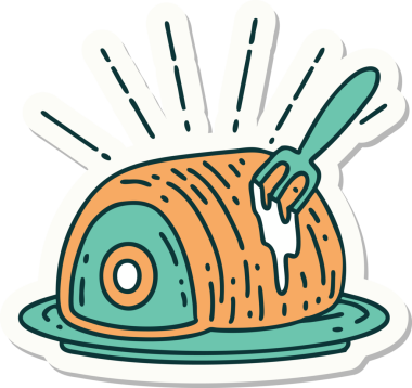 Bir insan tarafından çizilmiş dövme stili biftek etiketi.