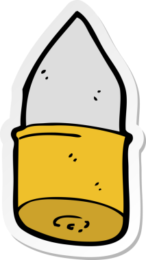 Bir insan tarafından çizilmiş karikatür mermisinin çıkartması.