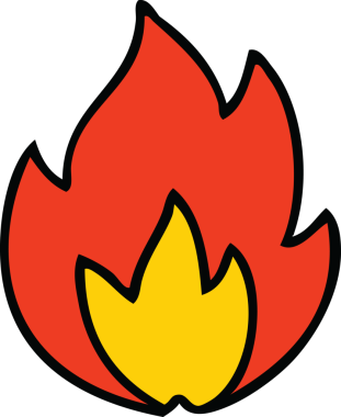 Bir insan tarafından çizilmiş güzel bir ateş karikatürü.