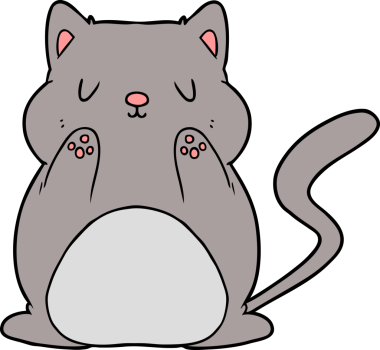 Bir insan tarafından çizilmiş çizgi film kedisi.