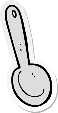 Bir insan tarafından çizilmiş karikatür kaşığının çıkartması.