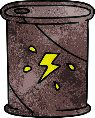 Bir insan tarafından çekilen garip bir çizgi film yakıt fıçısı.