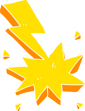 Bir insan tarafından çizilen ışık vuruşu sembolünün düz renk çizimi