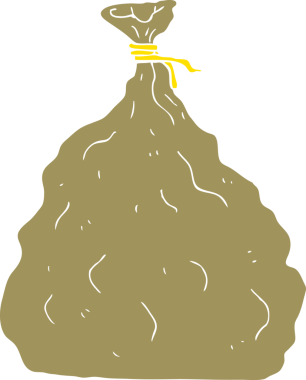 Bir insan tarafından çizilmiş çuvalın düz renk çizimi