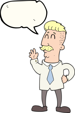 Bir insan tarafından çizilmiş serbest konuşma balonu karikatürü ofis adamı