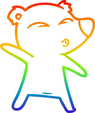 gökkuşağı gradyan çizgi çizimi bir insan tarafından çizilmiş bir karikatür ıslık ayı