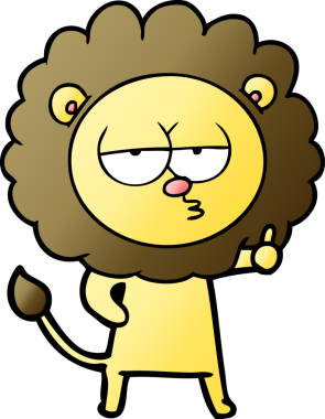 Bir insan tarafından çizilmiş canı sıkkın bir aslan.