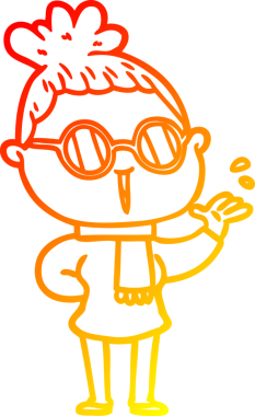 Bir insan tarafından çizilmiş gözlüklü bir karikatür kadın çizimi.