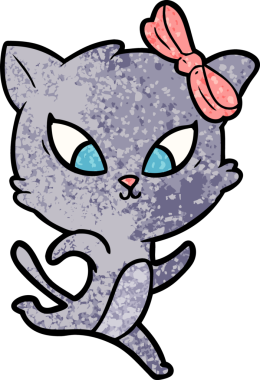 Bir insan tarafından çizilmiş çizgi film kedisi.