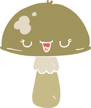 Bir insan tarafından çizilmiş düz renkli çizgi film mantarı